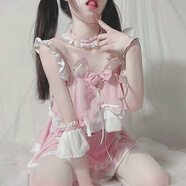 情趣內衣新款小吊帶裙 性感超萌貓咪可愛(ài)荷葉花邊套裝蝴蝶結甜美制服制服誘惑女SM免脫變態(tài) 粉色(上衣+裙子+手繡+發(fā)夾) 均碼 80-120