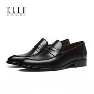 ELLEHOMMEELLE HOMME正裝鞋職場(chǎng)商務(wù)休閑樂福鞋一腳蹬皮鞋男 黑色 40