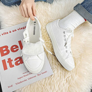 木子勝帆布鞋男 新品經(jīng)典低幫休閑鞋夏季透氣運動(dòng)板鞋情侶百搭大碼鞋子 DC621加絨白色 39