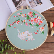 東方美繡新款刺繡diy手工自繡蘇繡古風(fēng)制作團(tuán)扇絲帶繡初學(xué)者手工課自己刺繡DIY繡品繡花材料包 朝花夕拾材料包+輔助繡繃