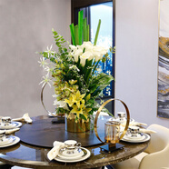 野派 假花仿真花擺件家居客廳花瓶花藝擺設輕奢自然風(fēng)插花套裝桌面擺放花卉茶幾電視柜裝飾品酒店大廳擺放件 G款花藝套裝（含花瓶）