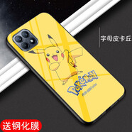 新亞魚(yú) opporeno4se手機殼全包防摔保護套Reno4SE鋼化玻璃硬殼硅膠網(wǎng)紅卡通男女時(shí)尚潮款 【字母皮卡丘】+全屏鋼化膜 OPPO Reno4 SE