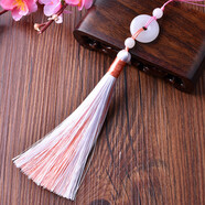 戎夏古風(fēng)雙色流蘇穗子吊穗 中國(guó)風(fēng)配飾掛件 復(fù)古典扇墜包包掛飾品吊墜 白色+皮粉色夾心平安扣流蘇