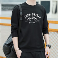 JEEP SPIRIT衛(wèi)衣男春秋新品男士大碼純色長(zhǎng)袖圓領(lǐng)T恤運(yùn)動(dòng)休閑時(shí)尚棉質(zhì) 春秋款 黑色 6529 3XL  （建議165-180斤）