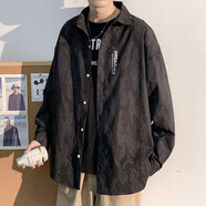 肆緘胖哥5XL肥230斤春秋季微胖男生顯瘦穿搭長(cháng)袖襯衫外套寬松大碼襯衣 C3511-黑色 5XL 210-240斤可穿