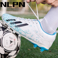 NLPN新款足球鞋男女TF碎釘防滑透氣AG長(cháng)釘梅西學(xué)生比賽訓練鞋 低幫17166長(cháng)釘白月 送足球襪 42