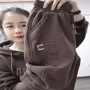 GBGR/輕奢品牌加絨加厚純棉衛褲女蘿卜褲2022秋冬新款韓版寬松哈倫褲顯瘦小腳褲 咖啡色 加絨 M 90-105斤