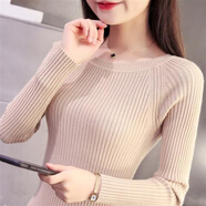 夢史怡小個(gè)子純色打底衫女秋冬短款緊身毛衣女圓領(lǐng)修身內(nèi)搭女半高領(lǐng)套頭 低領(lǐng)淺卡 M (建議100-110斤)