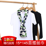 保羅·弗希尼  絲巾女春秋季薄款小長條搭西裝圍巾韓版百搭裝飾小領(lǐng)巾15*145 植物話絲巾（款式隨機）