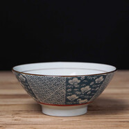 和風(fēng)四季面碗釉下彩陶瓷面碗日式餐具喇叭面碗拉面碗湯碗斗笠碗大碗復(fù)古碗 7.5英寸喇叭面碗(5號(hào)色)850ml