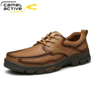 駱駝動(dòng)感/CAMELACTIVE工裝鞋男系帶低幫頭層牛皮真皮戶外男鞋休閑鞋男耐磨男鞋20812 卡其色 40
