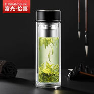 富光拾喜玻璃杯帶茶隔水杯男女士便攜創(chuàng)意雙層泡茶杯子 黑色 320ml