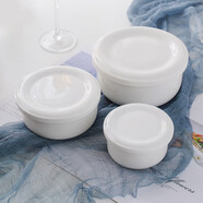 景順景德鎮陶瓷碗帶蓋微波爐適用骨瓷保鮮碗泡面碗學(xué)生蒸飯碗蒸蛋碗 大中小一套