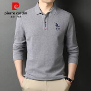 皮爾卡丹（pierre cardin）男裝長袖t恤男士2024翻領(lǐng)寬松中年男裝POLO 衫上衣服 A88灰色【高品質(zhì)款】 XL 【建議130-155斤】