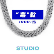QMXD項鏈男士潮流鑲鉆古巴鏈嘻哈歐美密鉆滿鉆粗古巴吊墜學(xué)生鏈送男友