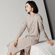 品彩 PinCai 2021年秋季中長款時尚毛衣女韓版寬松針織衫套頭連衣裙女潮 PW09CQ070 卡其色 均碼