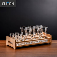 CLITON白酒杯分酒器100ml酒具13件套裝茅臺一口小酒杯酒盅6壺6杯酒杯架