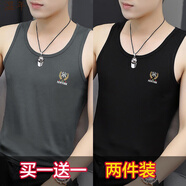 溫年 跨欄背心 男士圓領(lǐng)夏季無(wú)袖滌綸面料 2件YM深灰+YM黑 3XL 【140-160斤】偏小
