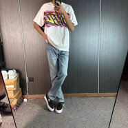 逐夢(mèng)顏牛仔褲高街男黃泥染布水洗歐美做舊直筒褲子vibe國潮情侶長(cháng)褲子潮 獅依U23藍色【彈力顯高版型】 3XL