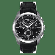 天梭（TISSOT）庫圖系列三眼計(jì)時表盤夜光防水皮帶石英表男表 Black