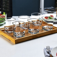 盛公滿 杯子套裝耐熱水杯家用茶啤酒杯白酒廣告飲料杯 三只四方杯帶三只，共六只