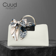 Cuud牛皮女包時(shí)尚高級感通勤手提包職業(yè)女士商務(wù)包斜挎中秋禮物送女友 灰色【絲巾款】