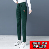 俞兆林（YUZHAOLIN）中老年媽媽燈芯絨哈倫褲子女百搭2025秋冬新款條絨直筒休閑女褲 墨綠色（款）  常規 3XL （120-130斤）