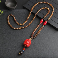 皕寶樓簡(jiǎn)約百搭民族風(fēng)毛衣鏈長(cháng)款佛珠項鏈男女復古高檔木質(zhì)棉麻配飾掛件 松球 木珠鏈