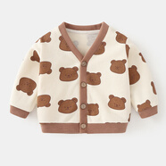 嬰兒衣服休閑開(kāi)衫0-3歲外套秋裝春秋男童女寶寶幼兒小童毛衣上衣 卡其熊 100