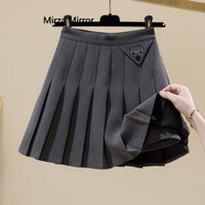 Mirza Mirror百褶裙女2022春夏新款高腰顯瘦學(xué)院風(fēng)A字短裙毛呢半身裙冬裙 灰色西裝 XS