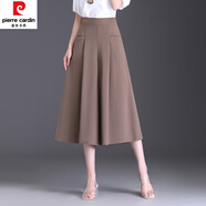皮爾卡丹（pierre cardin）七分裙褲女夏季2024新款高腰寬松闊腿褲垂感休閑大腳褲裙薄款甩褲 卡其 26/S 體重85~95斤