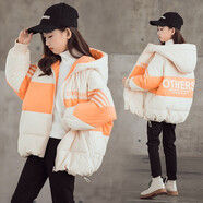 浣莎童裝冬裝新款女大童棉衣面包服外套7-9-12小女孩韓版休閑棉襖學(xué)生加厚保暖棉服10-15歲 米白 150建議身高140-150cm左右偏胖再拍大一碼