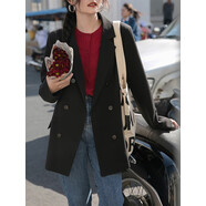 諾嫚娣軻休閑小西裝外套女春秋薄款設計感小西服百搭韓版小個(gè)子女裝外套 黑色 XL [推薦120-140斤]