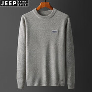 JEEP SPIRIT吉普毛衣男秋冬新款針織衫男士圓領(lǐng)休閑套qh 灰色23款 常規(guī) XL -180 適合150-165斤