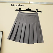 蜜莎蜜拉（Mirza Mirror）百褶裙女學生a字顯瘦高個子傘裙秋冬加厚半身短裙園服JK短裙春秋 灰色（短款春夏） XS