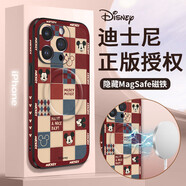 鋒浦（FEENGGUU）夏天帶防偽迪士尼正版蘋果手機殼磁吸magsafeiphone14無線充電蘋果13pro卡通可愛女新款 【棕格子米奇頭】強力磁吸、耐臟防摔 iPhone13ProMax
