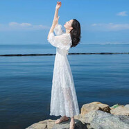 西子美麗心情三亞沙灘裙2024新款白色連衣裙仙女裙子泰國巴厘島海邊度假長(cháng)裙夏 白色 L