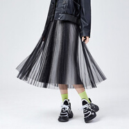 森馬森馬半身裙女春季新款流行百褶裙潮流學(xué)院風(fēng)甜美網(wǎng)紗裙漸變色 白黑色調0119 150/58A/XS