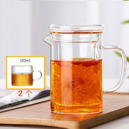 奇思貓玻璃杯帶把泡茶杯茶分水離飄逸杯耐高溫可鴨嘴公道杯帶茶具套裝 450帶嘴（玻璃膽）+2個(gè)帶把小杯