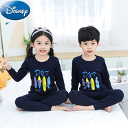 迪士尼（Disney） () 2-3-6歲小孩子穿的兒童秋衣秋褲套裝純棉寶寶中大童棉 藏青色 魚(yú)(鼎) 160適合身高155cm(90號)