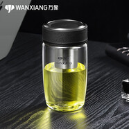 萬象（WANXIANG）玻璃杯單層男小巧迷你便攜口水杯子泡茶水晶杯辦公室茶杯夏天用 U66單層【480毫升】帶濾網(wǎng)