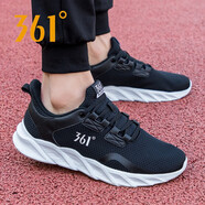 361°男鞋運動鞋男跑鞋2025新款361男士跑步鞋秋季網(wǎng)面透氣休閑鞋子R 曜石黑361度白 39