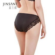 金三塔女士?jì)妊?00%桑蠶絲低腰三角褲真絲內褲女 黑色-蕾絲 1條 M