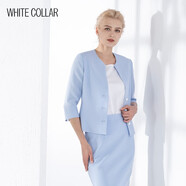 白領(lǐng)女裝 圓領(lǐng) 小香風(fēng)三?？燮叻中涠掏馓?OL-TIAOW22-605 淺藍白條 XL