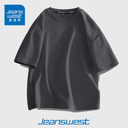 真維斯（JEANSWEST）短袖t恤男ins潮牌2024春夏季男女寬松oversize半袖衣服美式高街男 深灰 純色 2XL【推薦155-185斤】