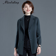 Missdaling品質(zhì)簡(jiǎn)約西裝領(lǐng)雙面呢羊毛大衣女秋冬新款高貴氣質(zhì)羊毛絨中年女裝 雅蘭 3XL （130-140斤）