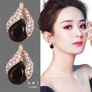 倪曼耳環(huán)氣質(zhì)大氣新款潮輕奢耳釘復(fù)古夸張送閨蜜送女友生日禮物 茄子形耳環(huán)（黑寶石）