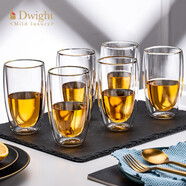 德韋特（DWIGHT）高檔耐熱水晶玻璃杯套裝雙層隔熱牛奶杯家用加厚龍井泡綠茶杯子 500ml雙層杯*6