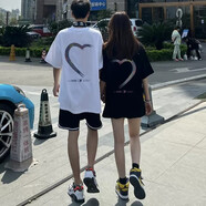 MDlila【兩件裝】情侶裝短袖t恤2025新款一男一女夏裝季套裝衣服團(tuán)體服 白色男款+黑色女款 L 男/女M