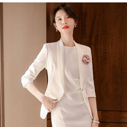 J-ME夏季小西裝女主持人連衣正裝裙職業(yè)套裝西服外套美容珠寶店工作服 7分袖小西裝 XL